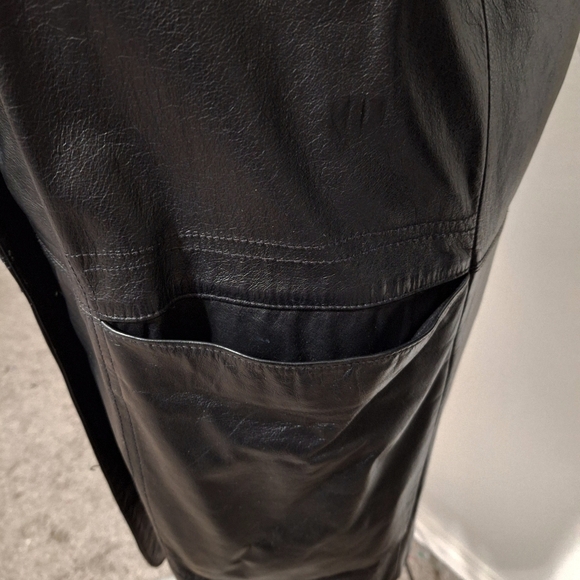 Lisa Loren Black Matrix Front Pockets 3/4 Sleeve Genuine Leather Coat Size M - Picture 4 of 11